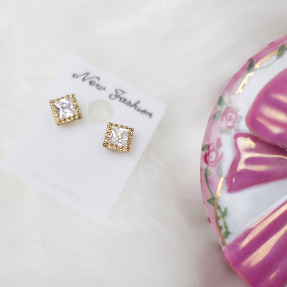 Silver Stud with Gold Accent Earrings